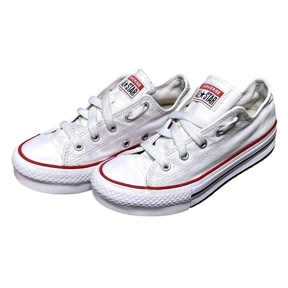 Converse All Star Shoes Youth 2 White Good Platform Low Top Sneakers 372862F - Picture 3 of 9